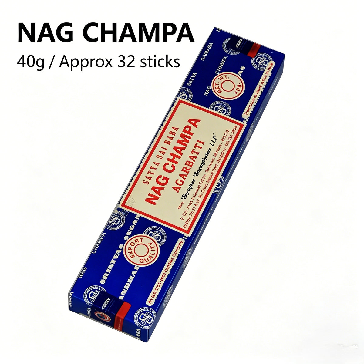 正宗 Nag Champa Sai Baba 线香 | 天然印度檀香与花香 | 15克 / 40克装 | 冥想与放松熏香