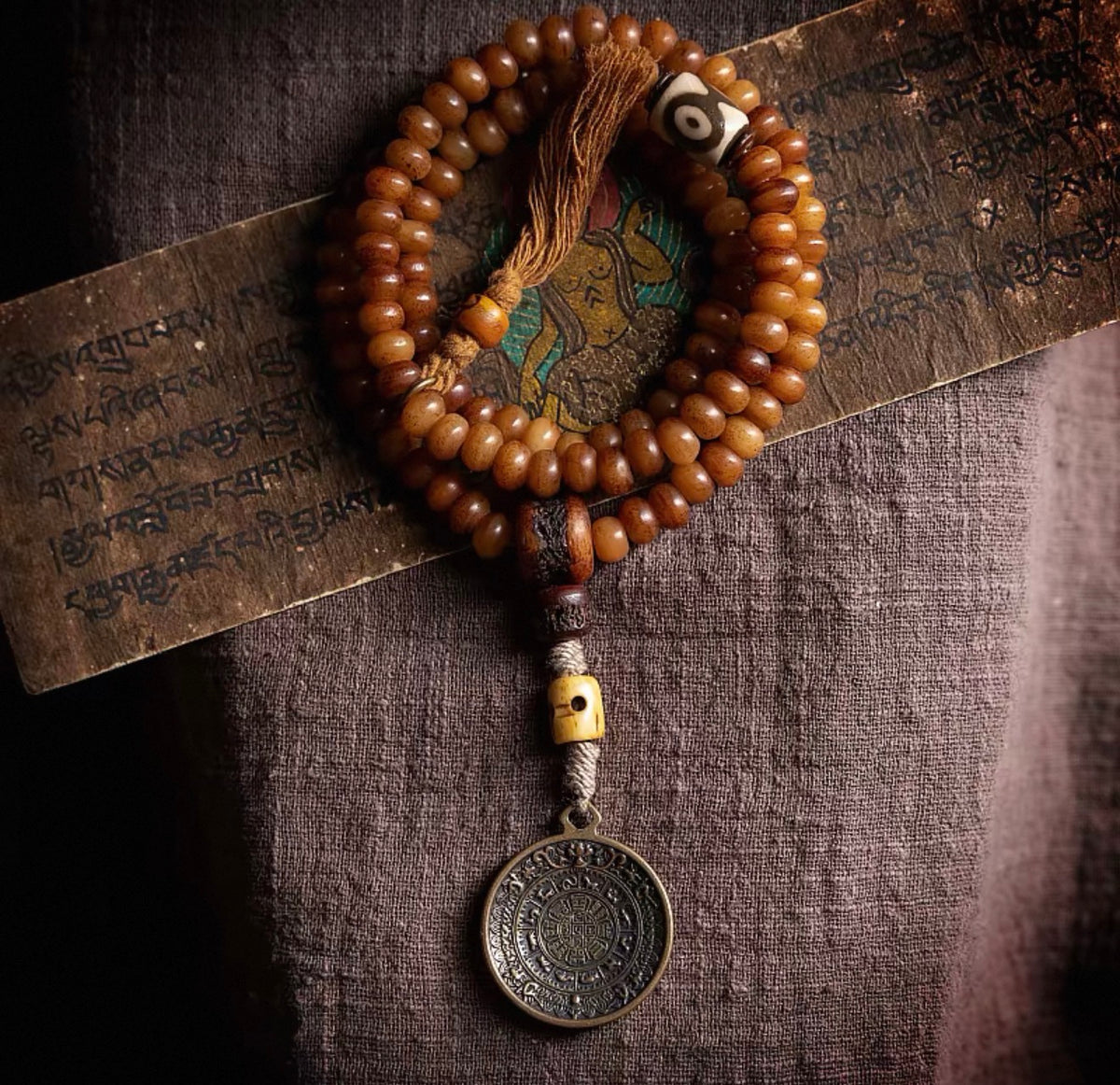 EverestArtstudios blessed Handcrafted 108 Beads Yak Bone Mala Bracelet: Tibetan Prayer Beads, Spiritual Jewelry