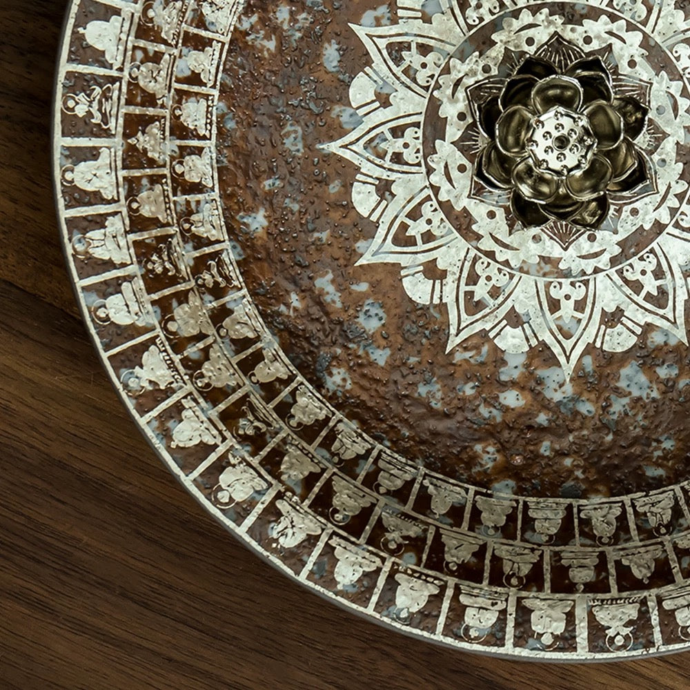 Dunhuang Thousand Buddha Silver-Plated Lotus Incense Burner