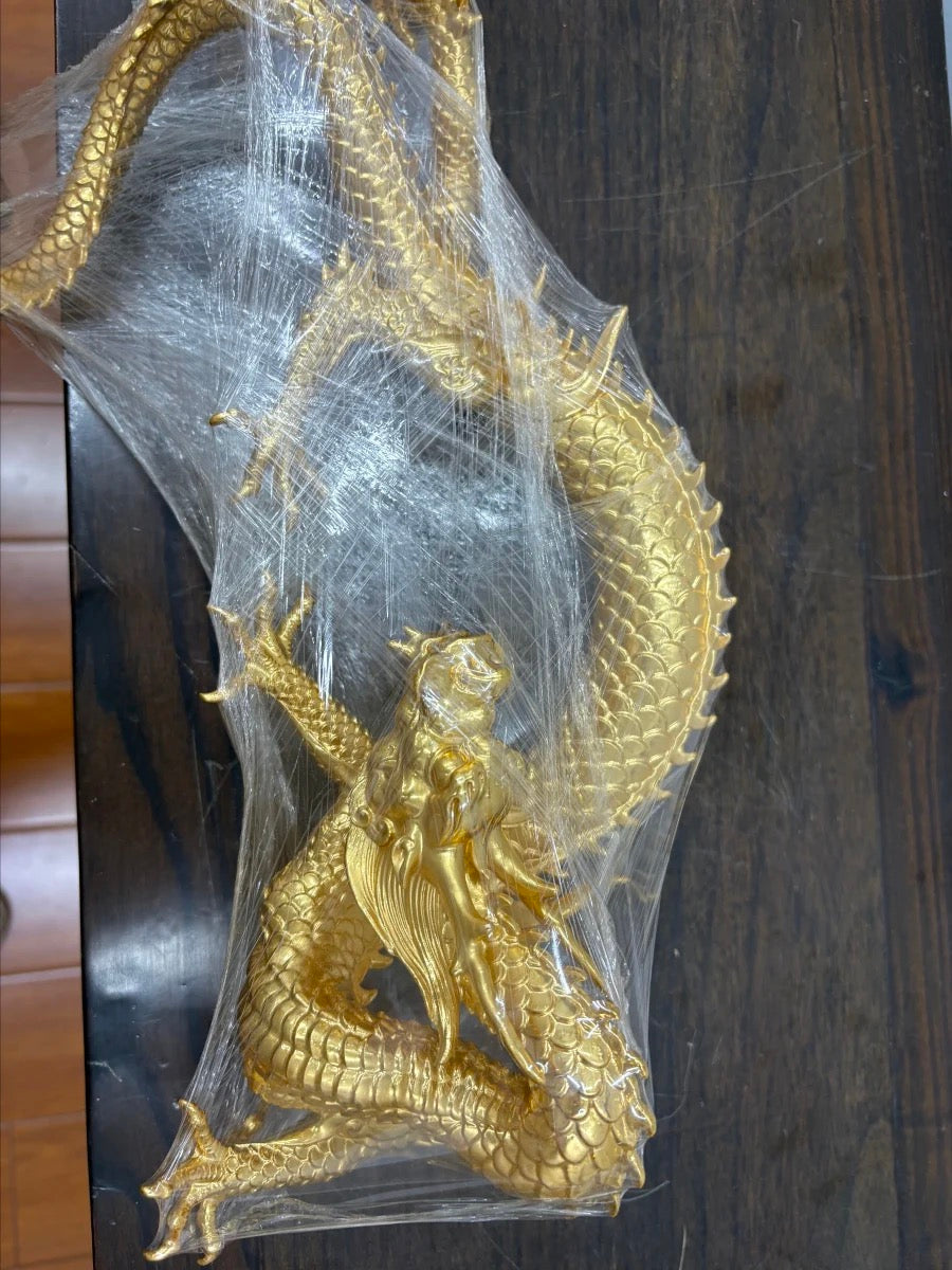 手工黃銅龍雕像：西藏風水擺件