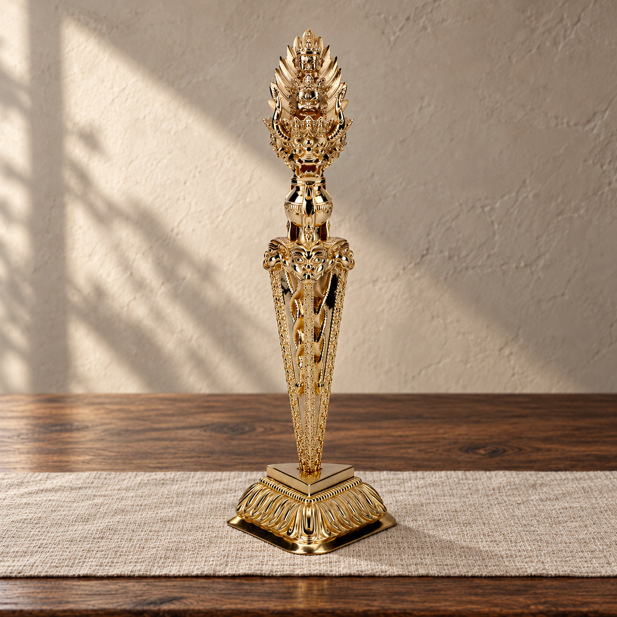 Yamantaka 21 cm, Polished Brass, With Stand
