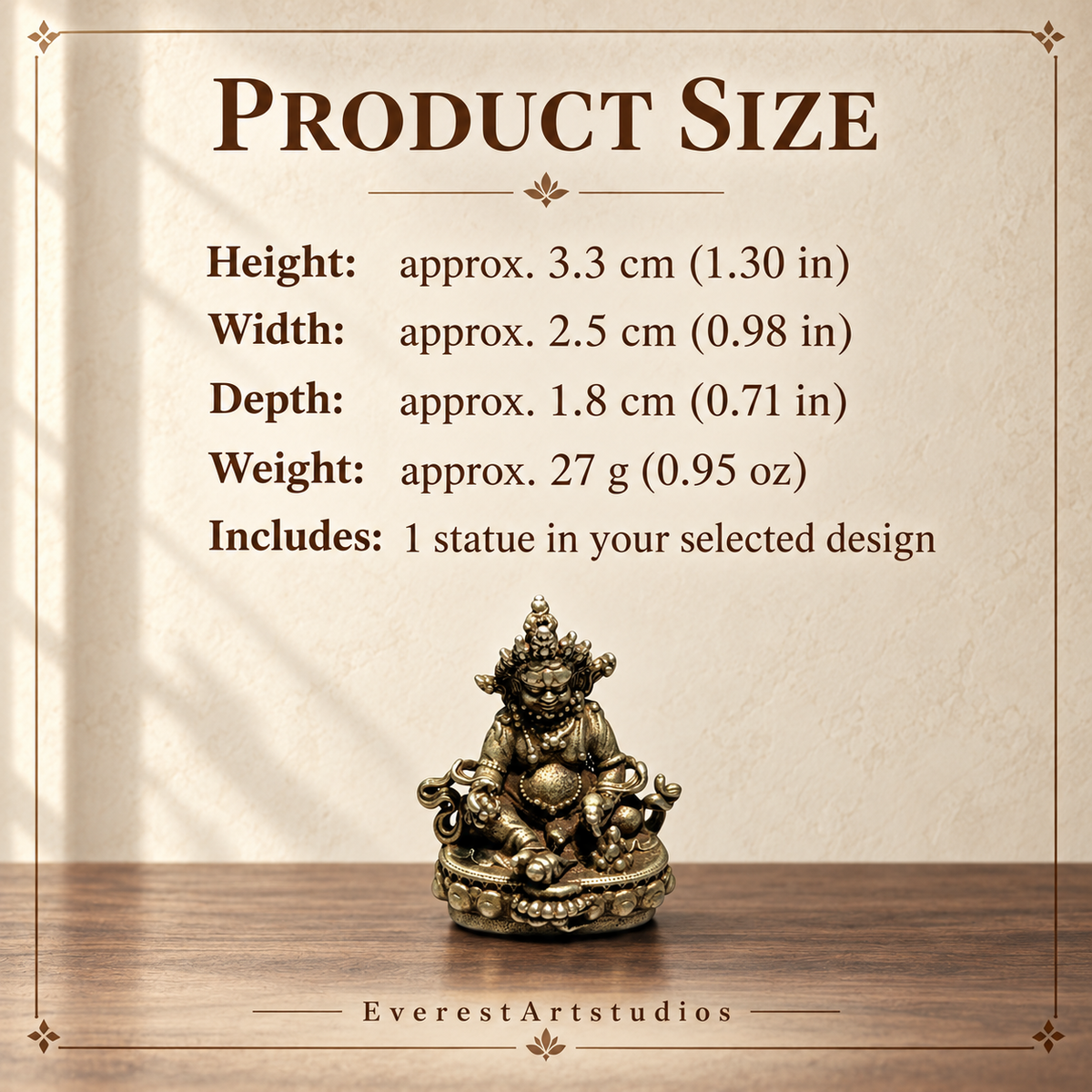 PRODUCT SIZE — White copper miniature statue