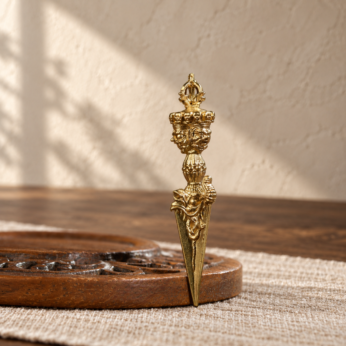 Miniature Phurba pendant, Brass