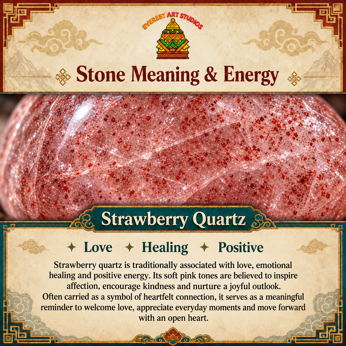 EverestArtstudios Strawberry Quartz — Stone Meaning & Energy