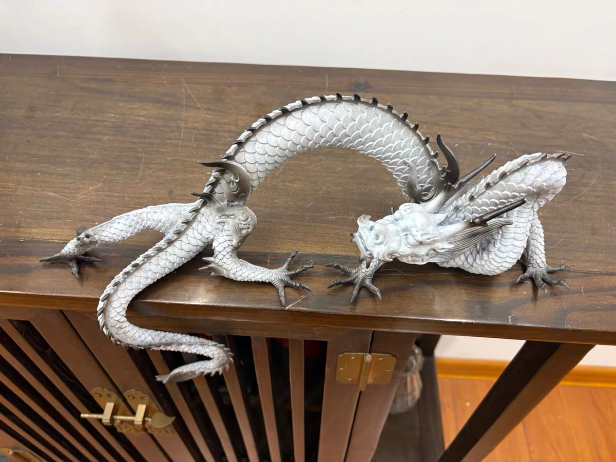 Handcrafted Brass Dragon Statue: Tibetan Feng Shui Decor