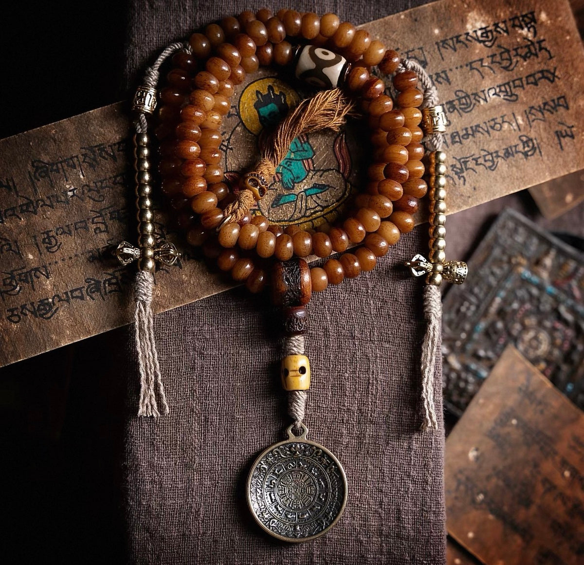 EverestArtstudios blessed Handcrafted 108 Beads Yak Bone Mala Bracelet: Tibetan Prayer Beads, Spiritual Jewelry