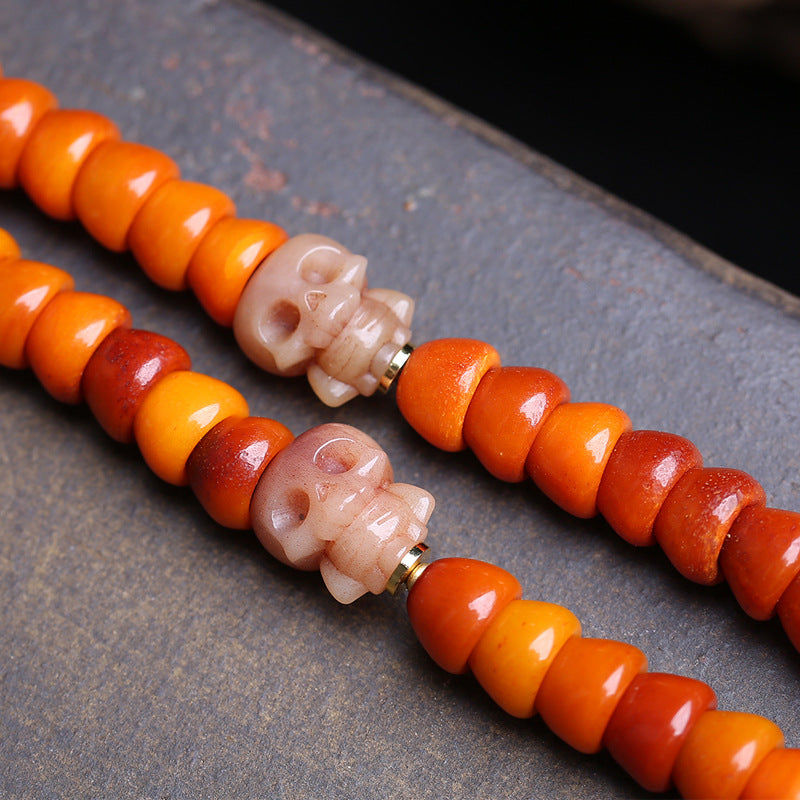 EverestArtstudios Carved Yak Bone Prayer Beads with Sandalwood Accents