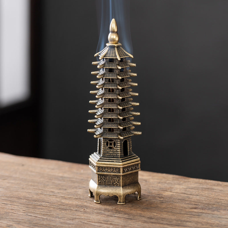 Wenchang Tower Incense Burner Home Ornament Crafts Office Decoration Desk Creative Ornament Sandalwood Thread Aromatherapy Burner