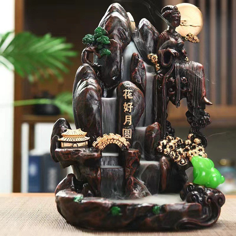 Manufacturer wholesale backflow incense burner, living room entrance ornament, old mountain sandalwood agarwood incense burner, aromatherapy burner, resin zen incense burner