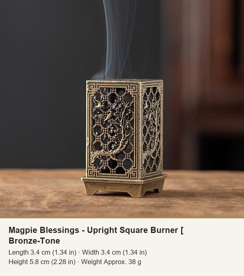 Magpie Blessings - Upright Square Burner [ Bronze-Tone