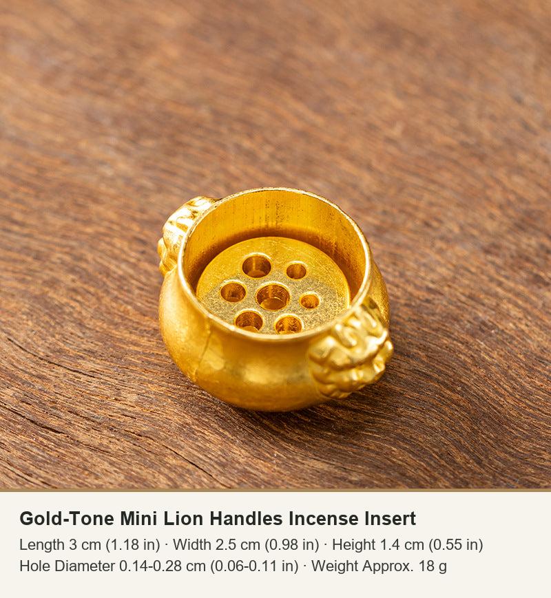 Gold-Tone Mini Lion Handles Incense Insert