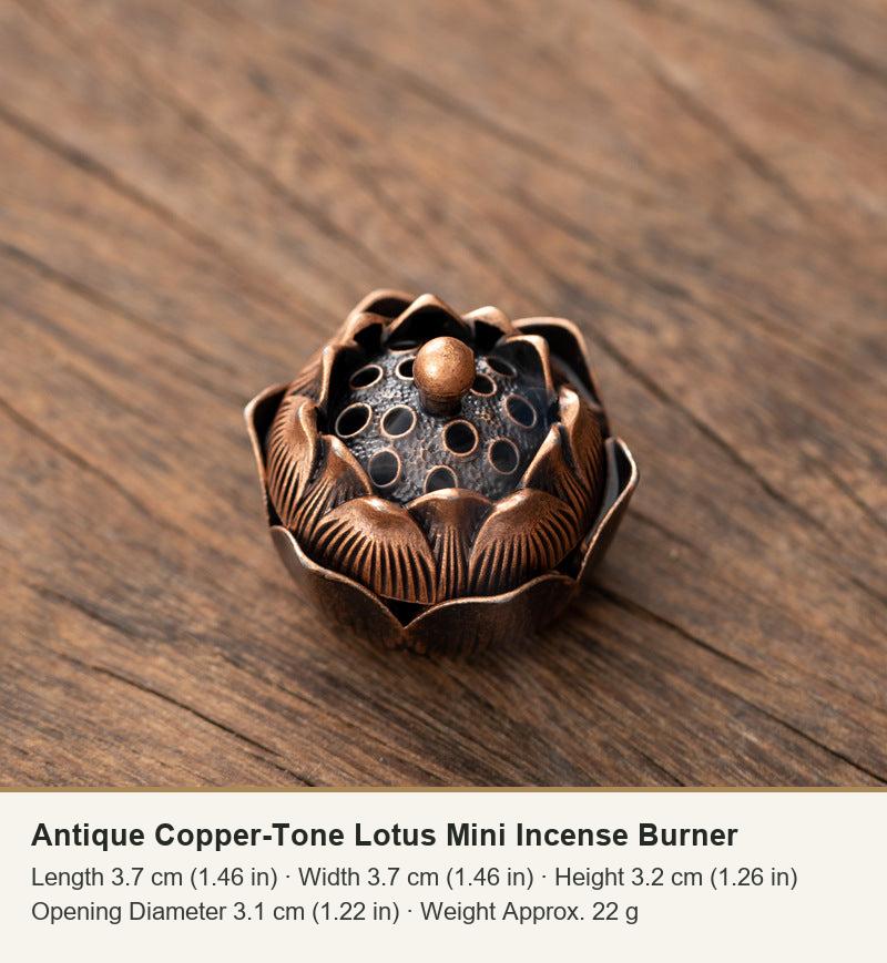 Antique Copper-Tone Lotus Mini Incense Burner