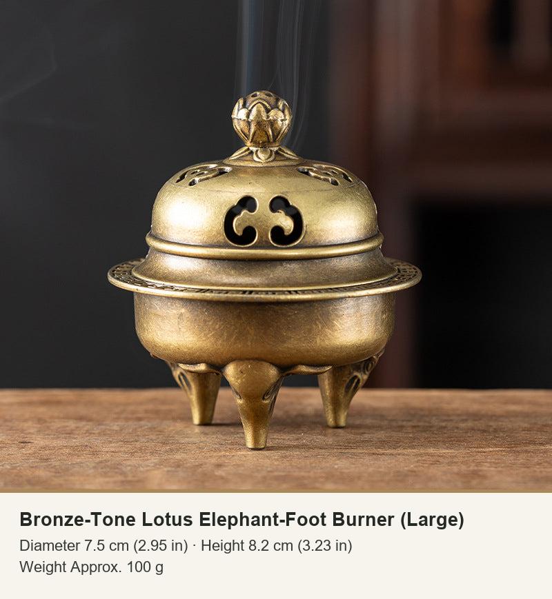 Bronze-Tone Lotus Elephant-Foot Burner (Large)
