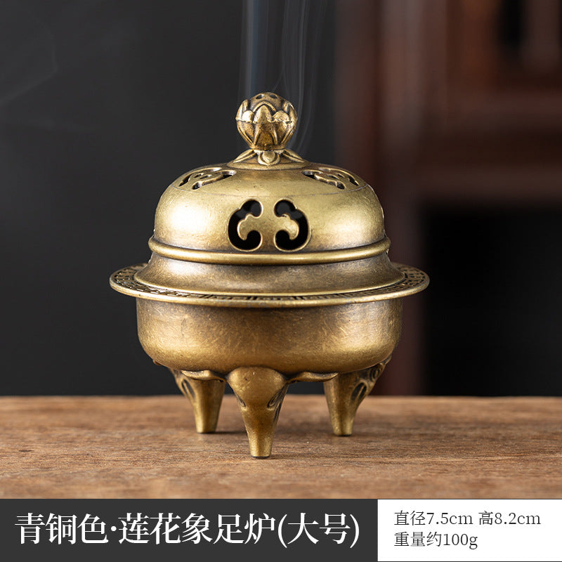 New Phoenix Kirin Three-legged Furnace Tianyuan Ding Furnace Xiaoxiangyun Sticky Powder Sandalwood Aromatherapy Furnace Alloy Incense Furnace Ornament