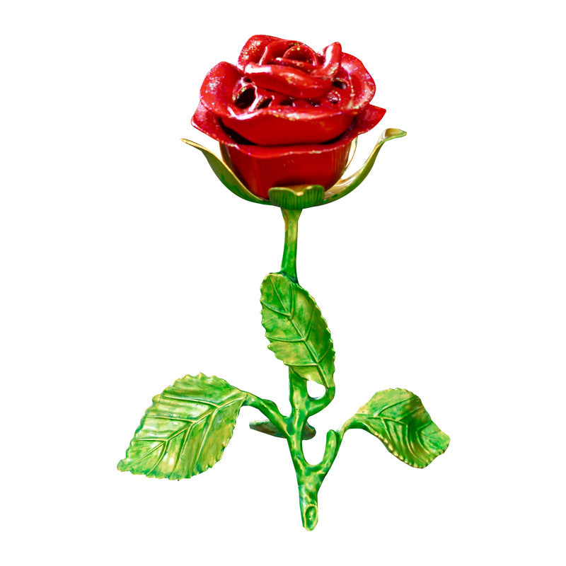 Cross-border handicrafts Alloy rose ornament Wedding Qixi Festival Valentine's Day gift Simulation flower Creative aromatherapy stove