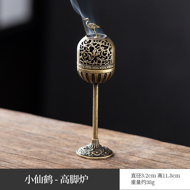 Manufacturer wholesale alloy small incense burner retro Zen Boshan small incense burner household dragon and phoenix plate incense burner incense ornament