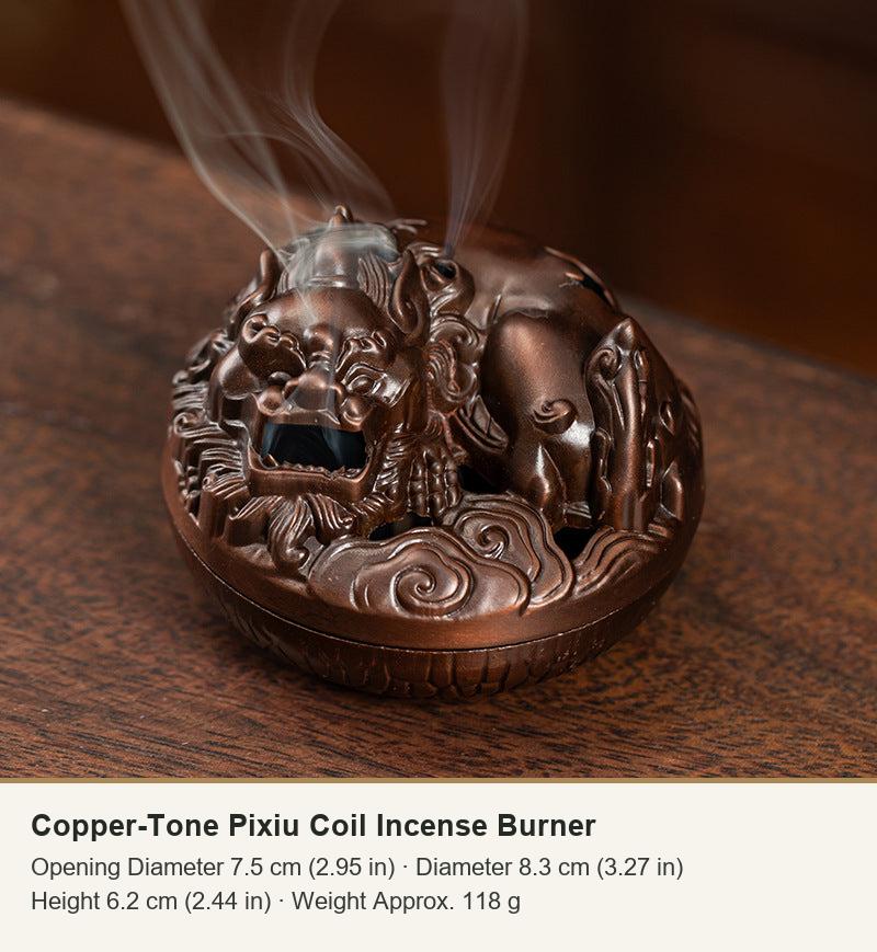 Copper-Tone Pixiu Coil Incense Burner