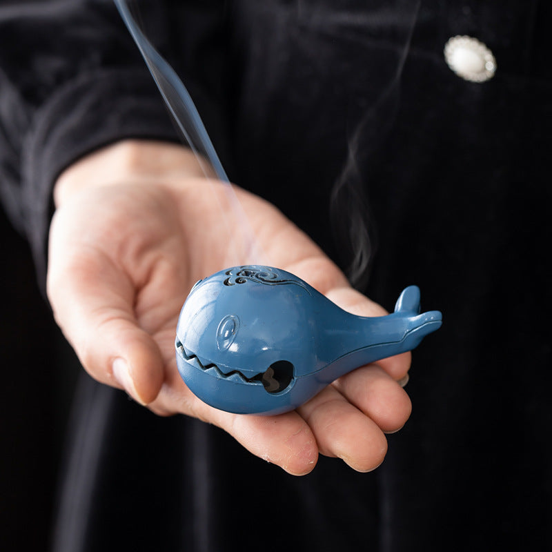 Blue whale small incense burner incense seal tool small auspicious cloud disc incense burner creative aromatherapy burner multi-functional incense burner tea ceremony ornament