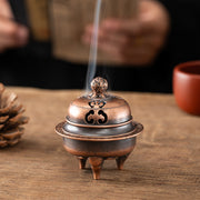 Chinese creative antique aromatherapy stove mini elephant foot lotus stove copper alloy household sandalwood pan incense three-legged stove ornament