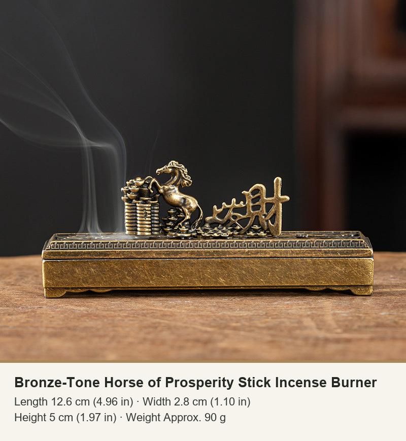 Bronze-Tone Horse of Prosperity Stick Incense Burner
