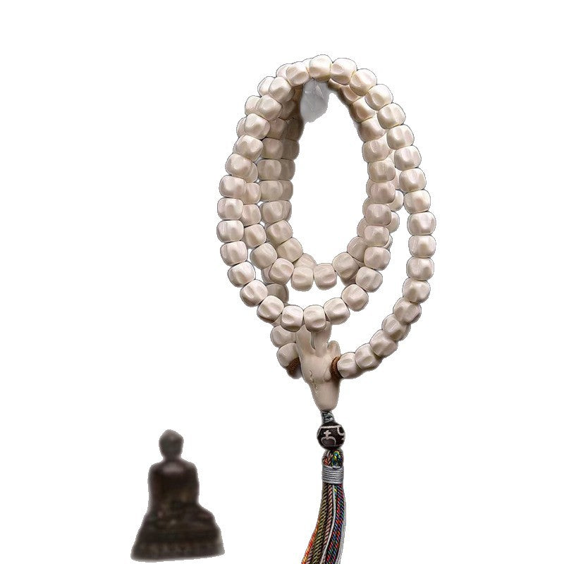 EverestArtstudios blessed EverestArtstudios Natural Antler and Passion Seed 108-Bead Tibetan Mala Necklace