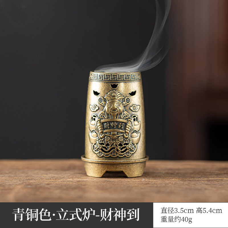 Manufacturer wholesale alloy small incense burner retro Zen Boshan small incense burner household dragon and phoenix plate incense burner incense ornament