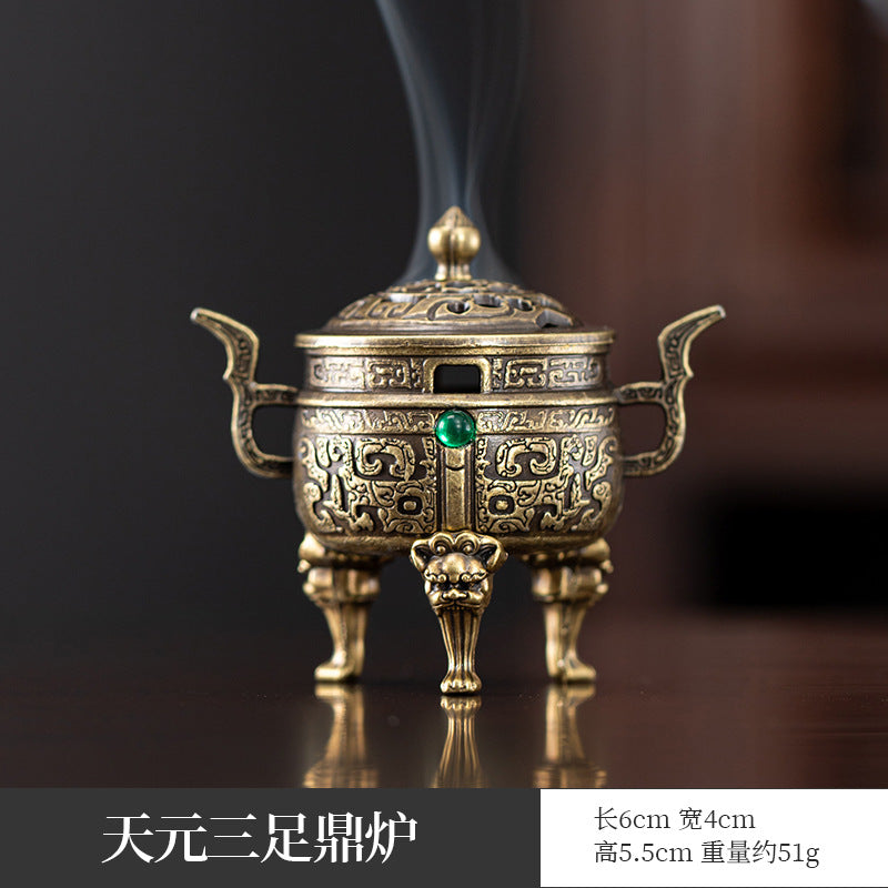 Manufacturer wholesale alloy small incense burner retro Zen Boshan small incense burner household dragon and phoenix plate incense burner incense ornament