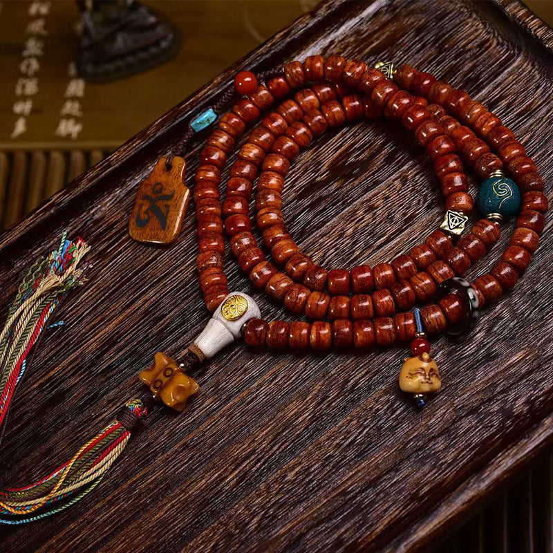 EverestArtstudios blessed EverestArtstudios Tibetan Vintage Bone Barrel-Bead 108-Bead Mala Necklace