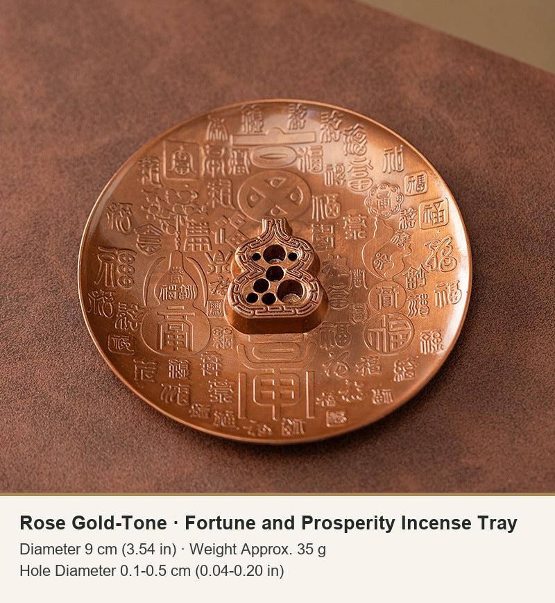 Rose Gold-Tone  ·  Fortune and Prosperity Incense Tray