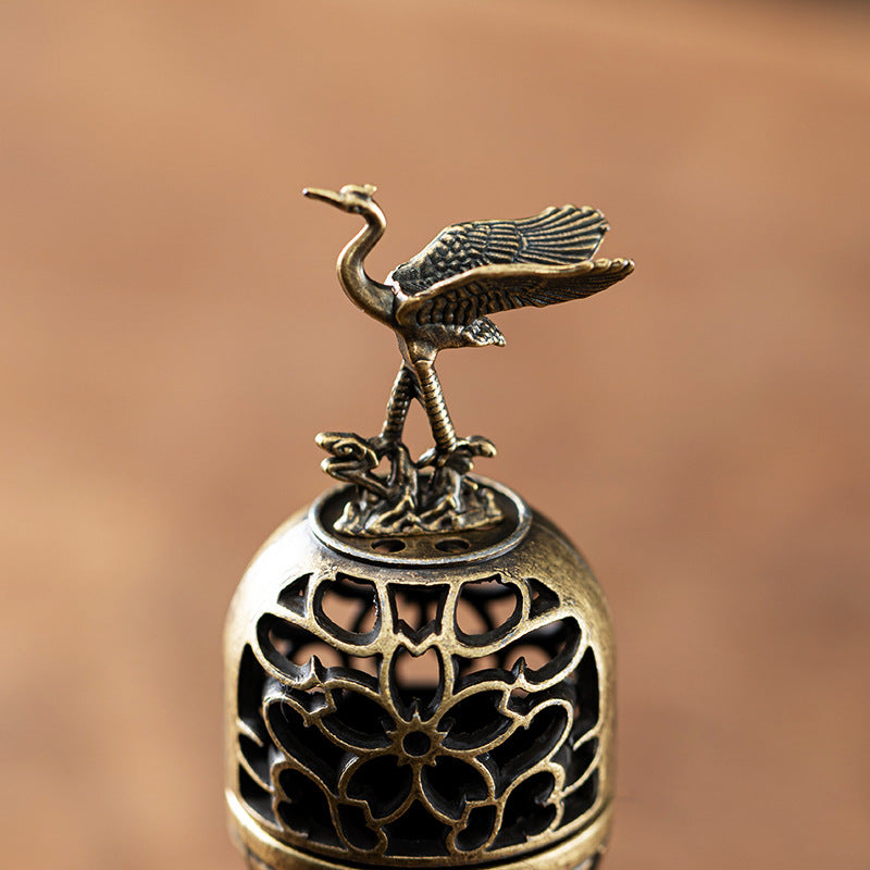 Douyin explosion wing spreading small crane palace lamp stove high foot stove alloy Chinese aromatherapy stove household indoor incense ornament