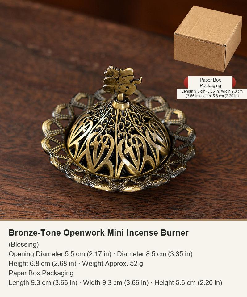 Bronze-Tone Openwork Mini Incense Burner