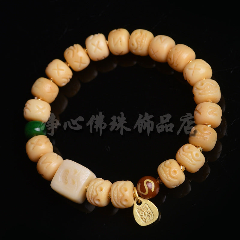 EverestArtstudios 鹿骨笑臉圖騰瑪瑙裝飾手鍊