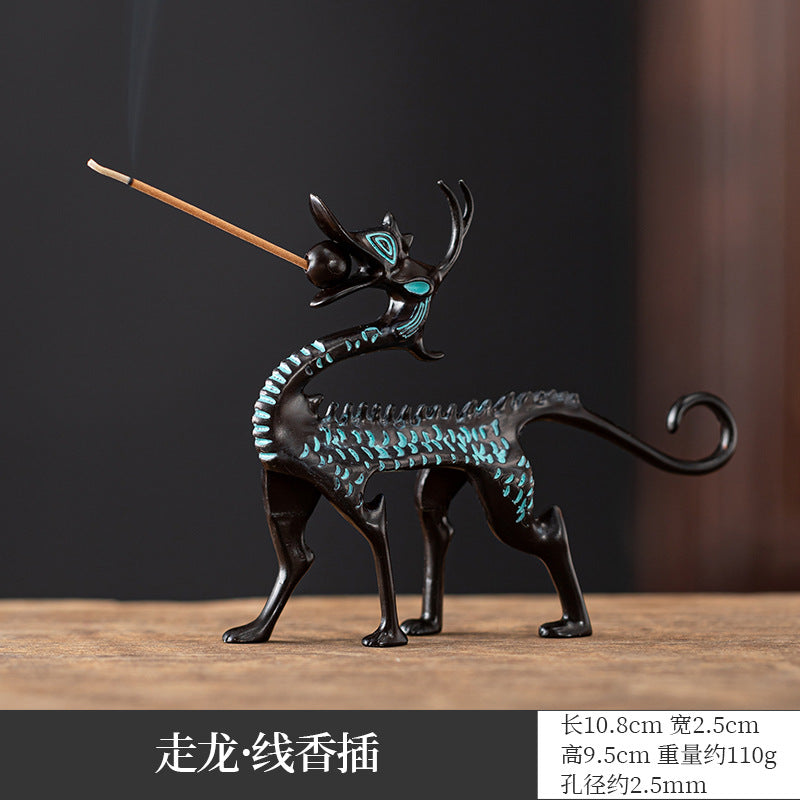 New Phoenix Kirin Three-legged Furnace Tianyuan Ding Furnace Xiaoxiangyun Sticky Powder Sandalwood Aromatherapy Furnace Alloy Incense Furnace Ornament