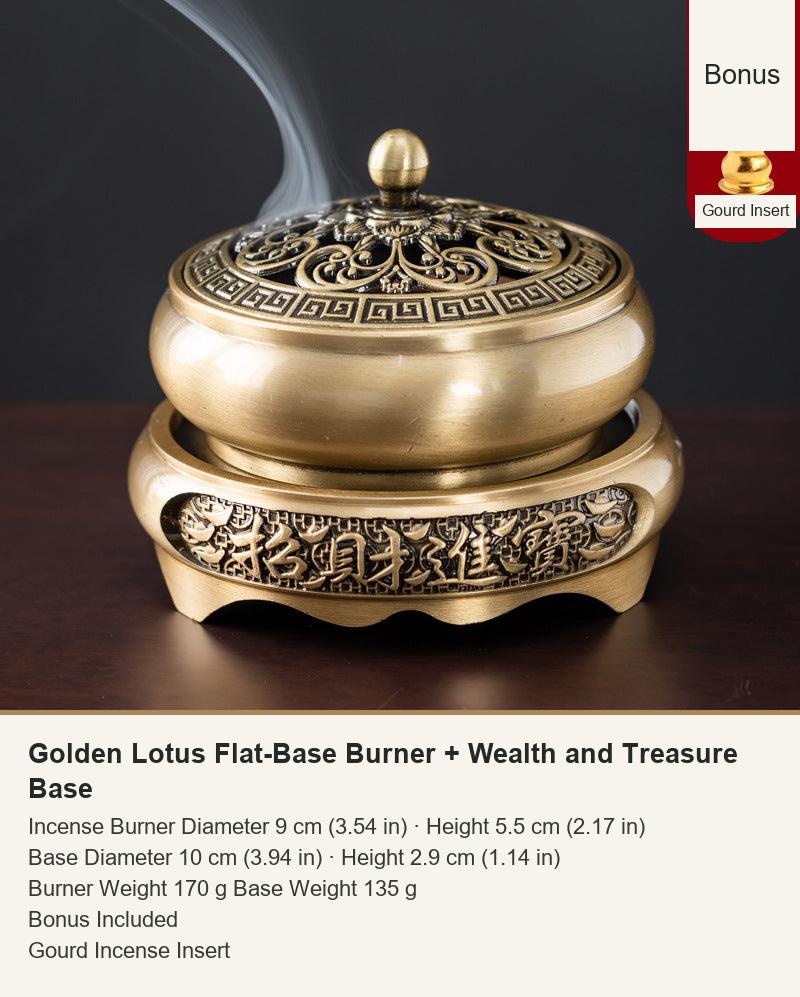 Golden Lotus Flat-Base Burner + Wealth and Treasure Base