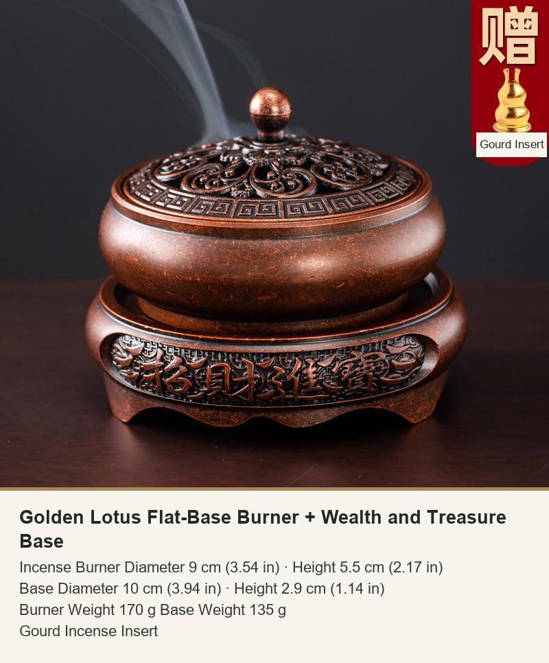 Golden Lotus Flat-Base Burner + Wealth and Treasure Base