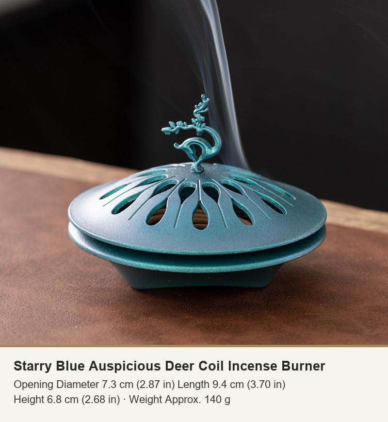 Starry Blue Auspicious Deer Coil Incense Burner