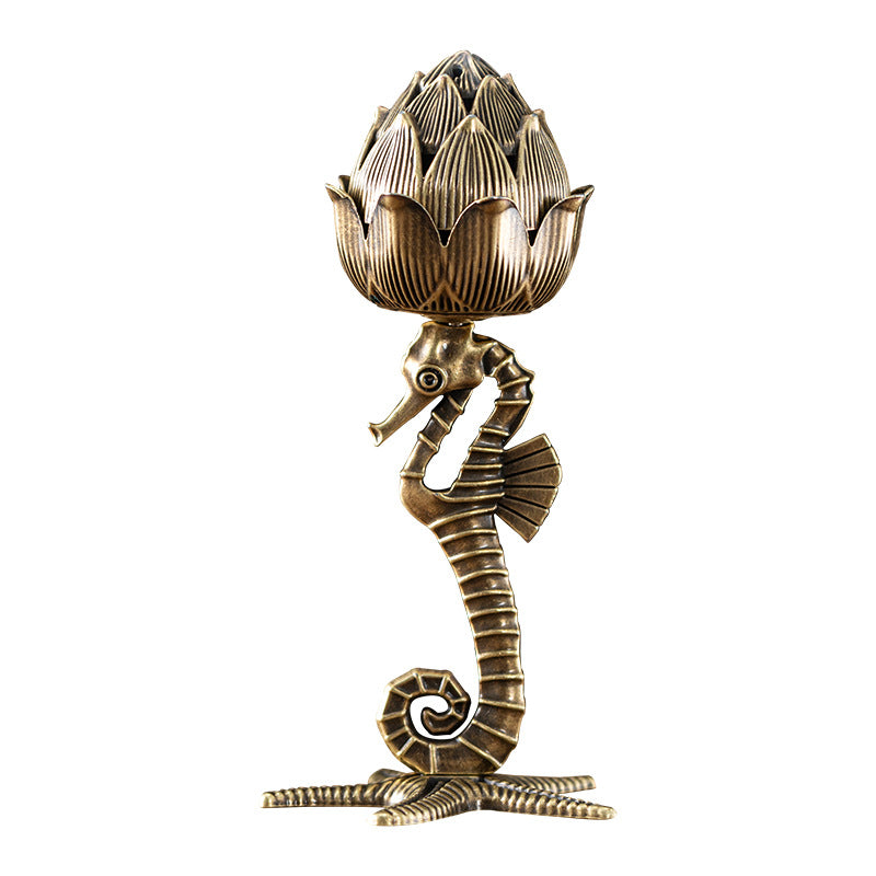 Creative lotus incense burner sandalwood small auspicious cloud aromatherapy burner hippocampus lotus incense burner tea ceremony tabletop ornament plate incense burner