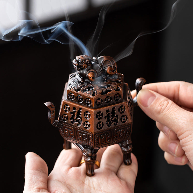 仿古铜合金貔貅香炉 室内盘香炉 麒麟神兽香薰炉 茶道办公室桌面香炉