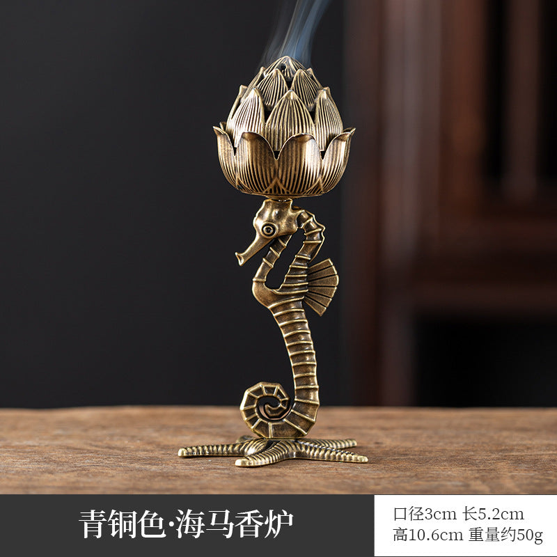 Manufacturer wholesale alloy small incense burner retro Zen Boshan small incense burner household dragon and phoenix plate incense burner incense ornament