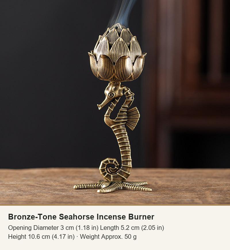 Bronze-Tone Seahorse Incense Burner