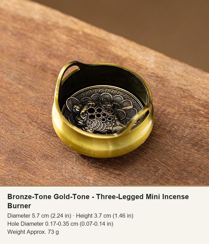 Bronze-Tone Gold-Tone - Three-Legged Mini Incense Burner