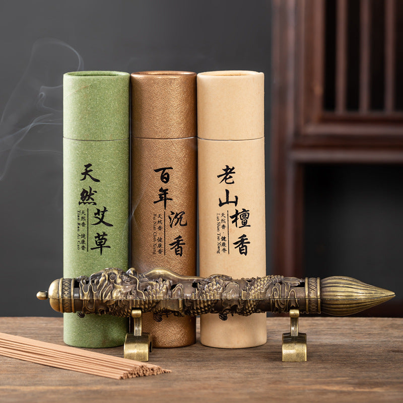 金榜题名浮雕祥龙檀香线香插书房笔筒摆件桌面装饰品创意卧香盒
