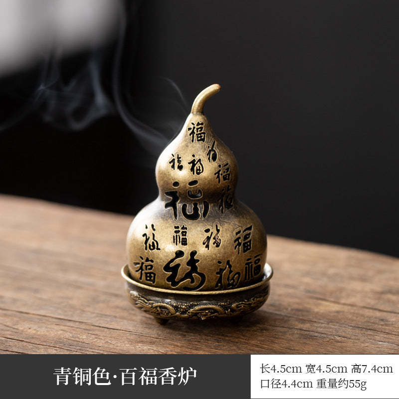 Manufacturer wholesale alloy small incense burner retro Zen Boshan small incense burner household dragon and phoenix plate incense burner incense ornament