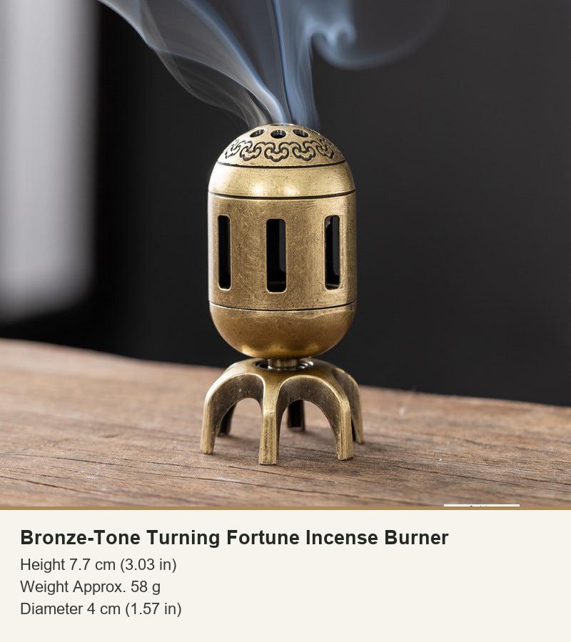Bronze-Tone Turning Fortune Incense Burner