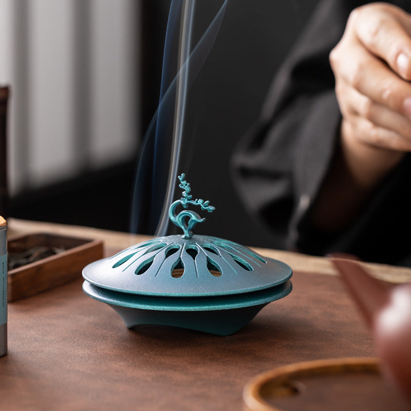 Zen incense burner auspicious deer plate incense burner household desktop tea ceremony ornament one deer incense with sandalwood agarwood plate incense burner