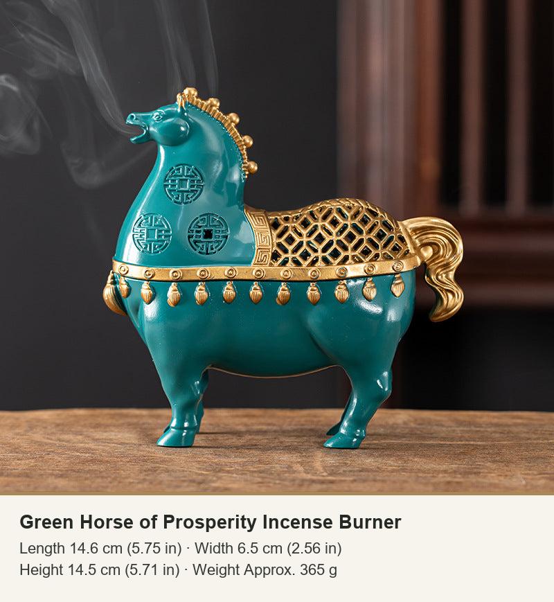 Green Horse of Prosperity Incense Burner