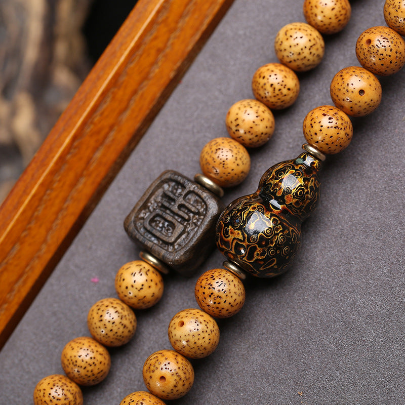 EverestArtstudios Xingyue Bodhi 108-Bead Mala Necklace with Textured Seed Beads