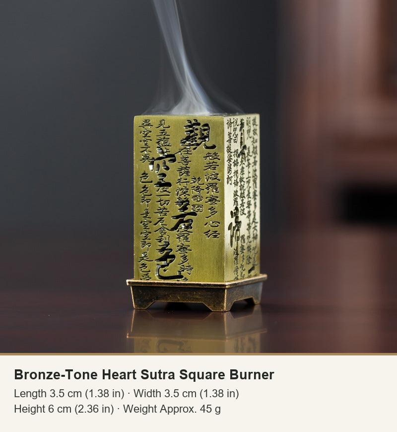 Bronze-Tone Heart Sutra Square Burner