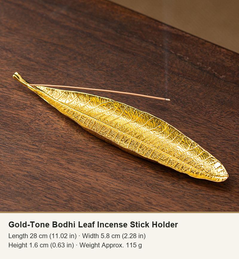 Gold-Tone Bodhi Leaf Incense Stick Holder