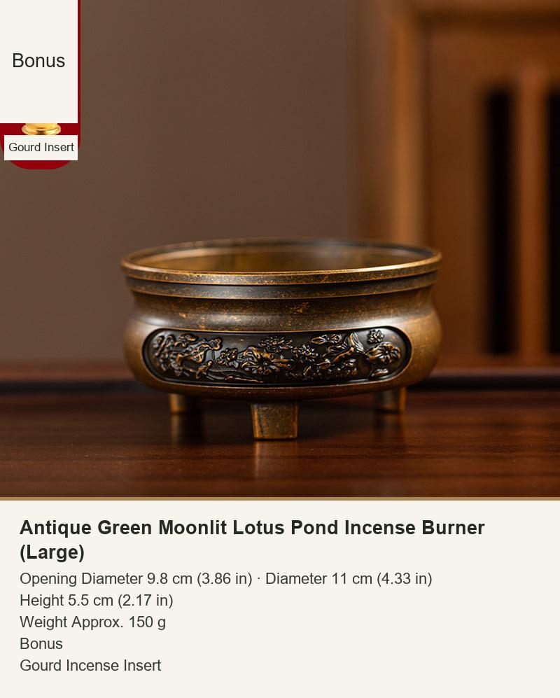 Antique Green Moonlit Lotus Pond Incense Burner (Large)